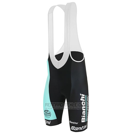 2019 Fahrradbekleidung Bianchi Countervail Shwarz Grun Trikot Kurzarm und Tragerhose